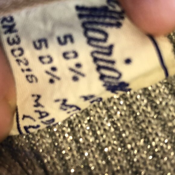 Vintage Marianne Fashions Metallic Silver Zip Back Turtleneck Shirt Size Large - Picture 4 of 5